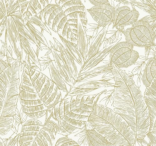 Scott Living Papel pintado de hojas de palma amarillas de Brentwood