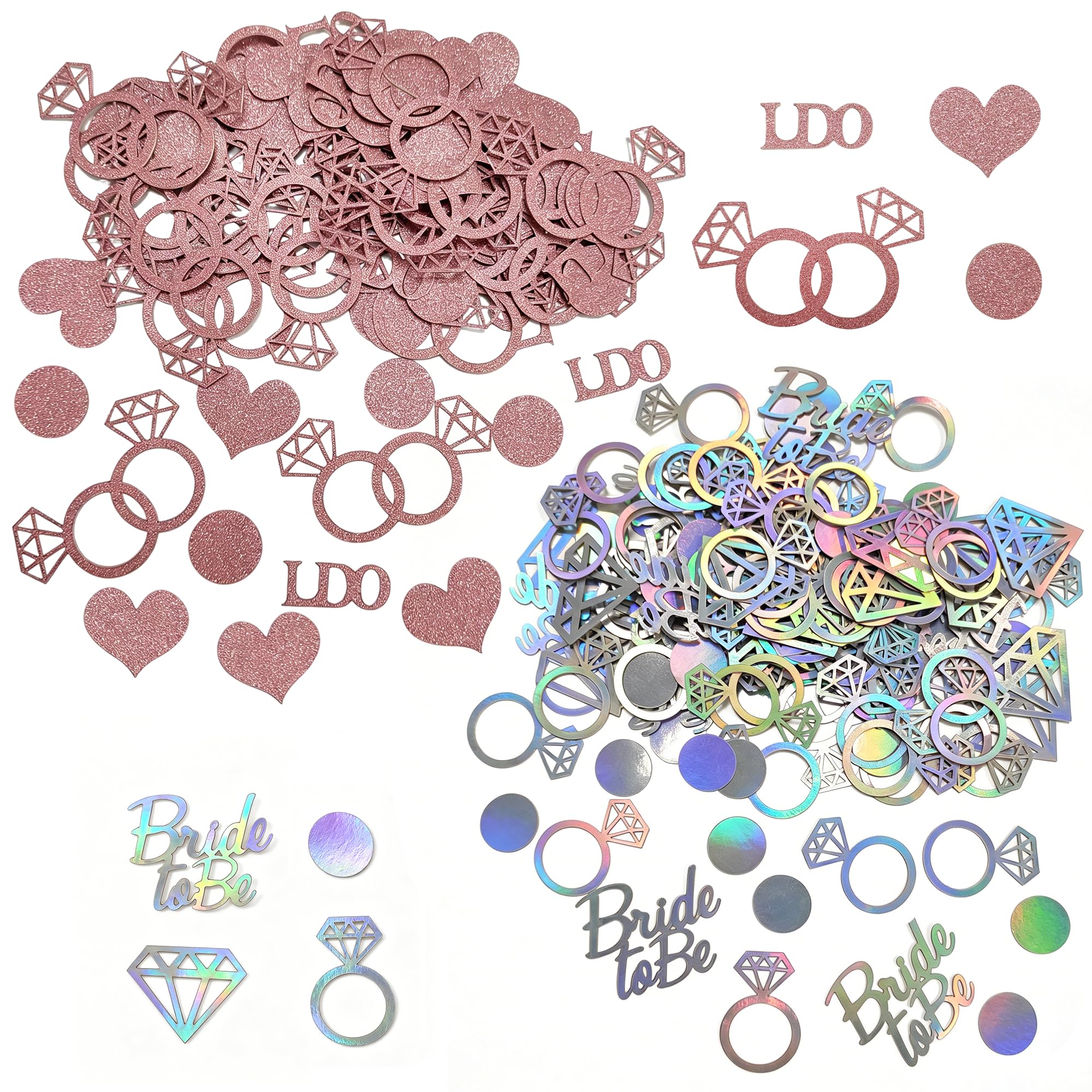 200 Pcs Bride To Be Rose Gold Ring Diamond Scatter, Hen Decorations, Hen Do Confetti, Wedding Decorations For Tables, Engagement Confetti for Bridal Shower Celebration Table Supplies