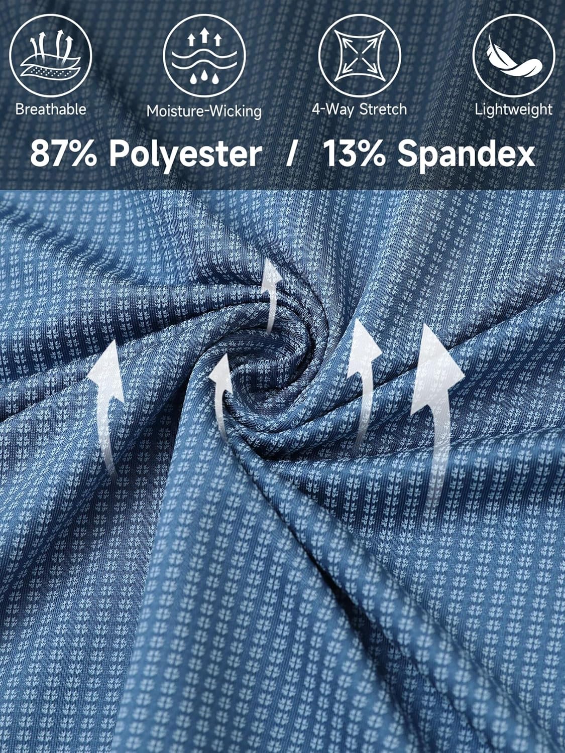 Rouen Mens Golf Shirts Short Sleeve Dry Fit Jacquard Performance Moisture Wicking Casual Pocket Collared Polo Shirts for Men - Image 4