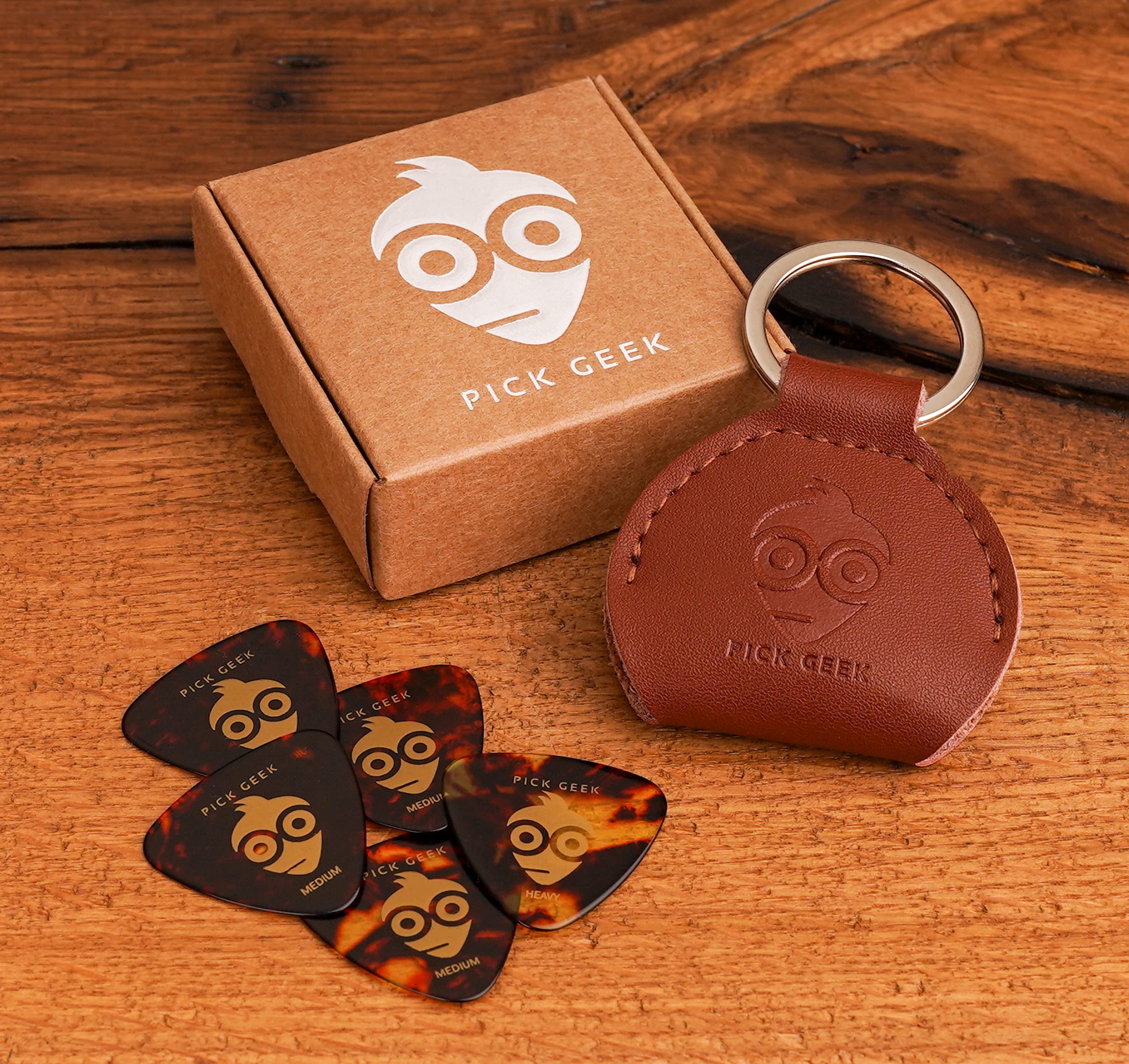 Pick Geek Leather Pick Holder Keyring, Dark Brown - Image 2