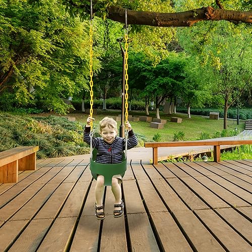 Miniatura 8 de RedSwing Asiento de columpio con respaldo alto para niños pequeños con cadenas recubiertas, asiento de columpio resistente para niños, para Columpio