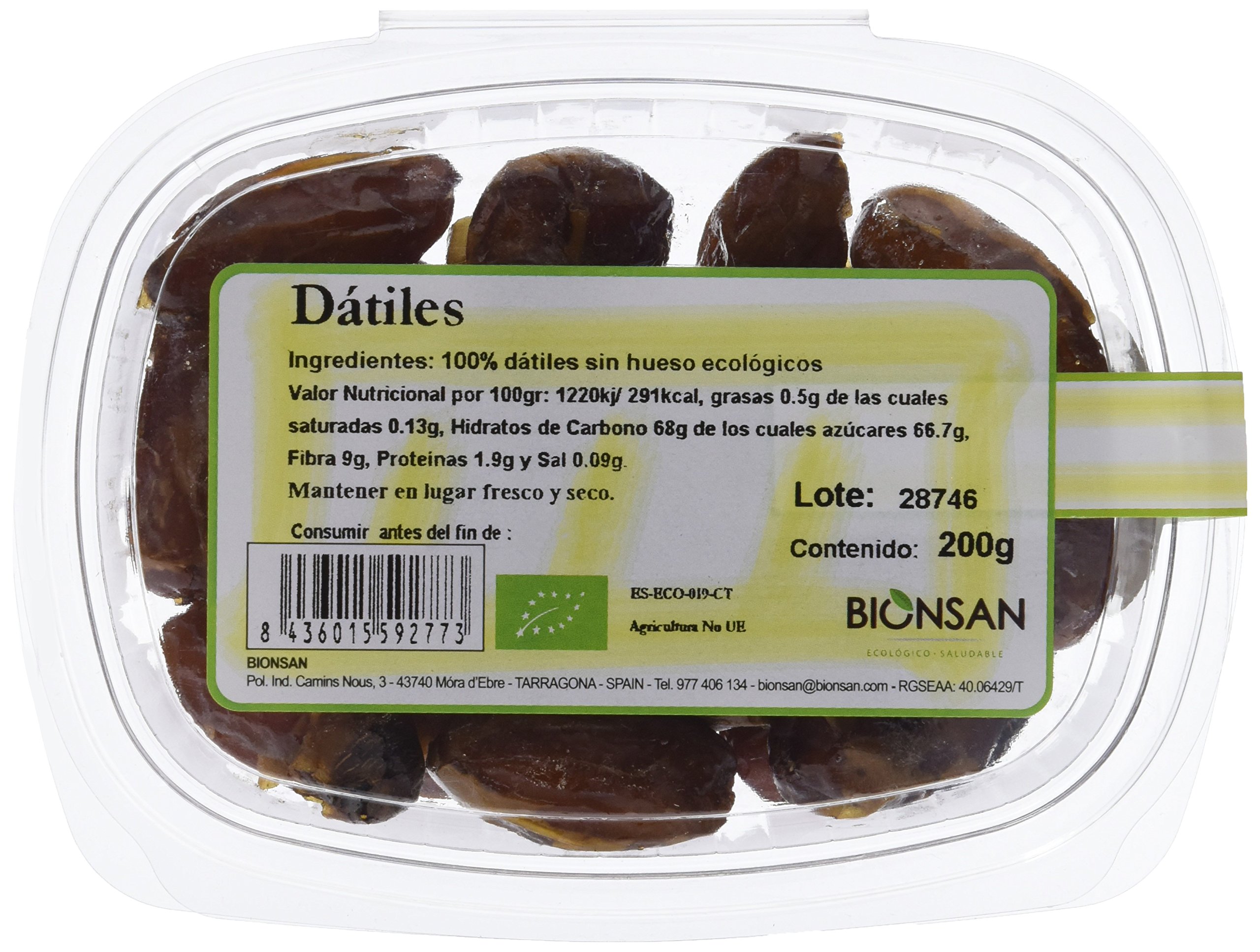 Bionsan Dátiles Ecológicos | 4 paquetes de 200 gr | Total: 800 gr