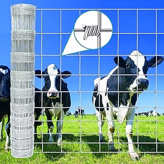 10GA 2.2MM Super Thick Heavy-Duty Farm Fence 4ft x 100ft Heavy Zinc Coating Cattle Fence,Galvanized Field Wire Fencing Deer Fence,Goat Fence,Hog Wire Fencing for Yard Livestock & Animals Protection