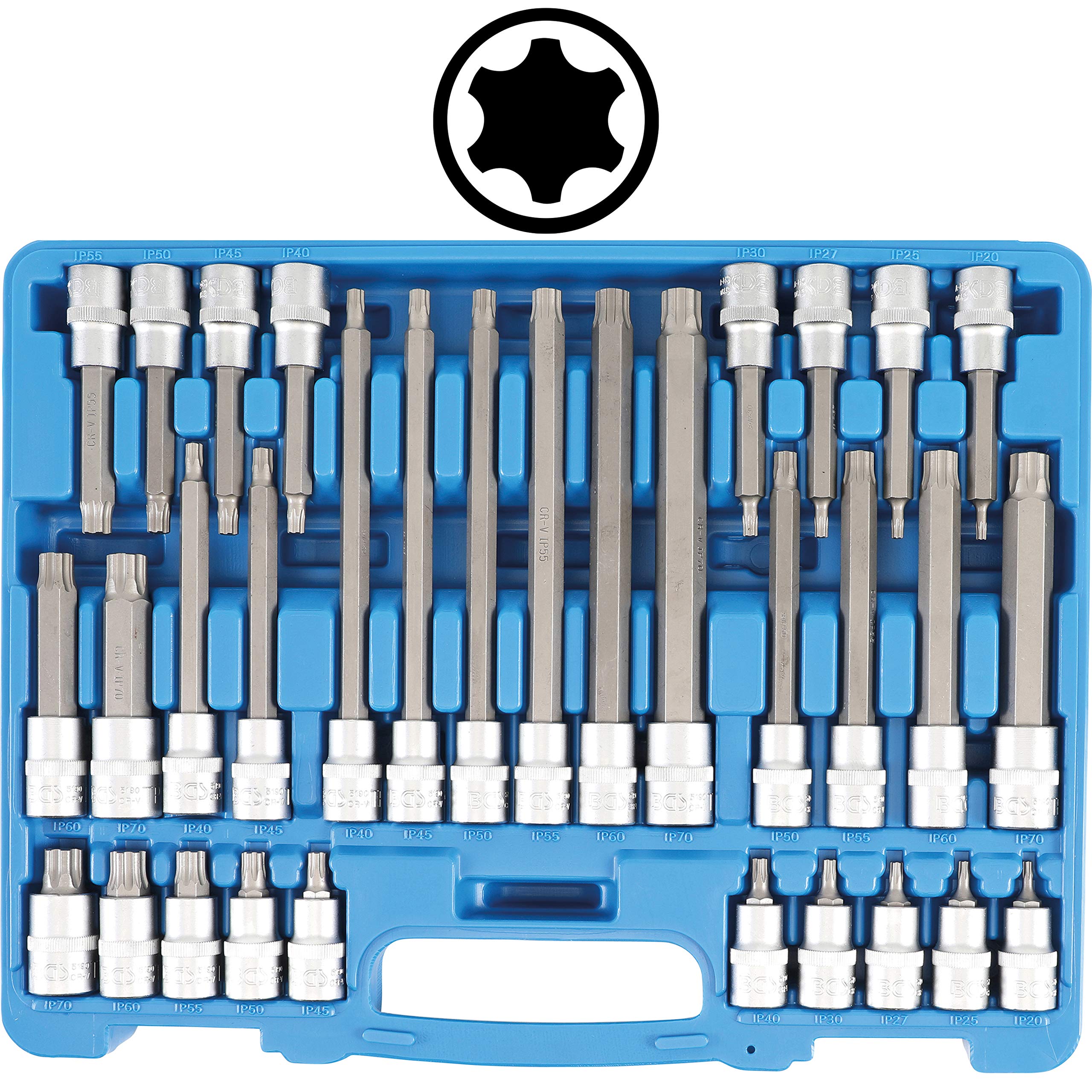 BGS 5190 | Bit Socket Set | 12.5 mm (1/2") Drive | TP-Star (for Torx Plus) TP20 - TP70 | 32 pcs.
