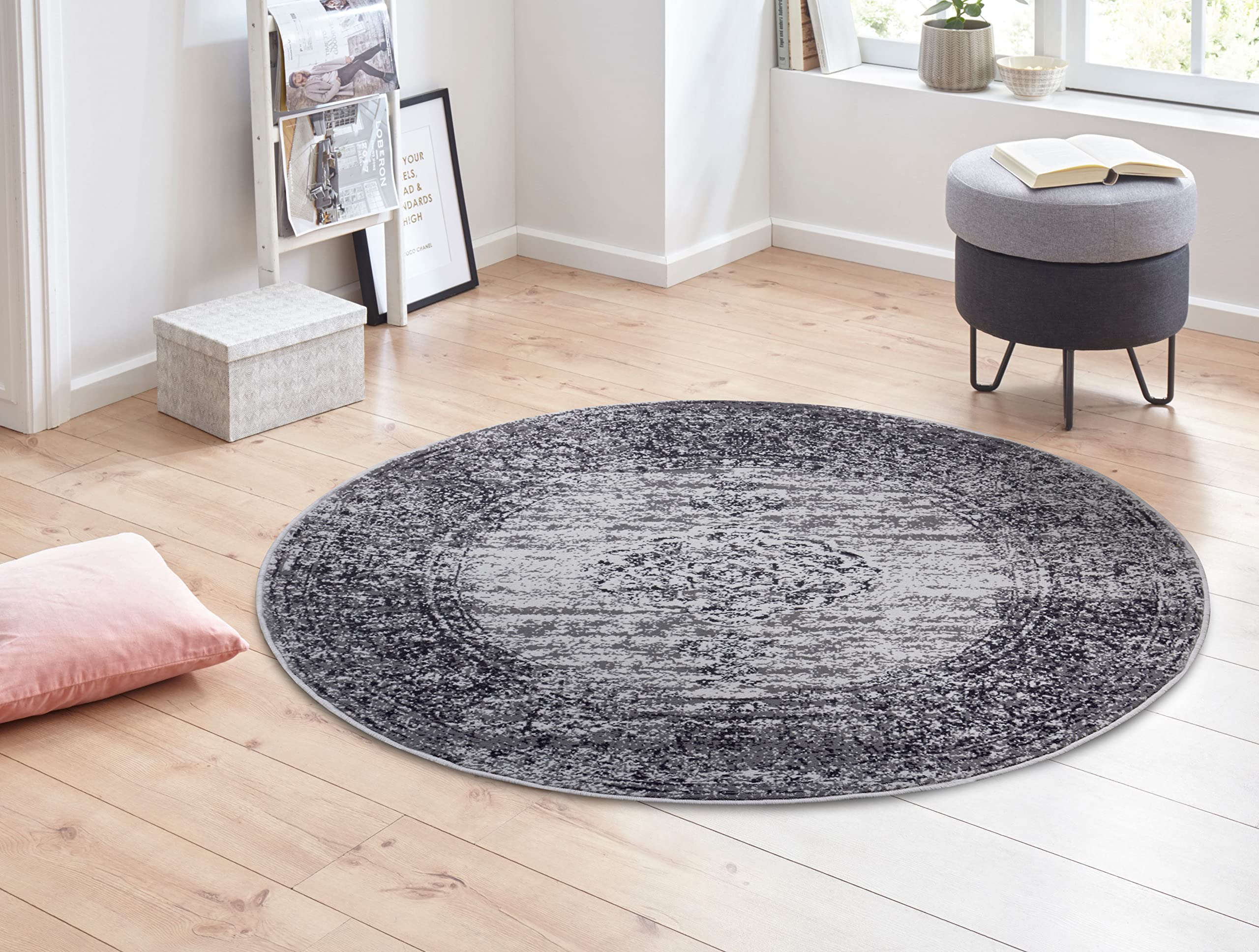 Hanse Home Gloria Orient Rug Round Diameter 160 cm - Living Room Rug Multicoloured Vintage Rug Oriental Pattern for Hallway, Dining Room, Bedroom, Children's Room, Living Room, Kitchen - Mouse