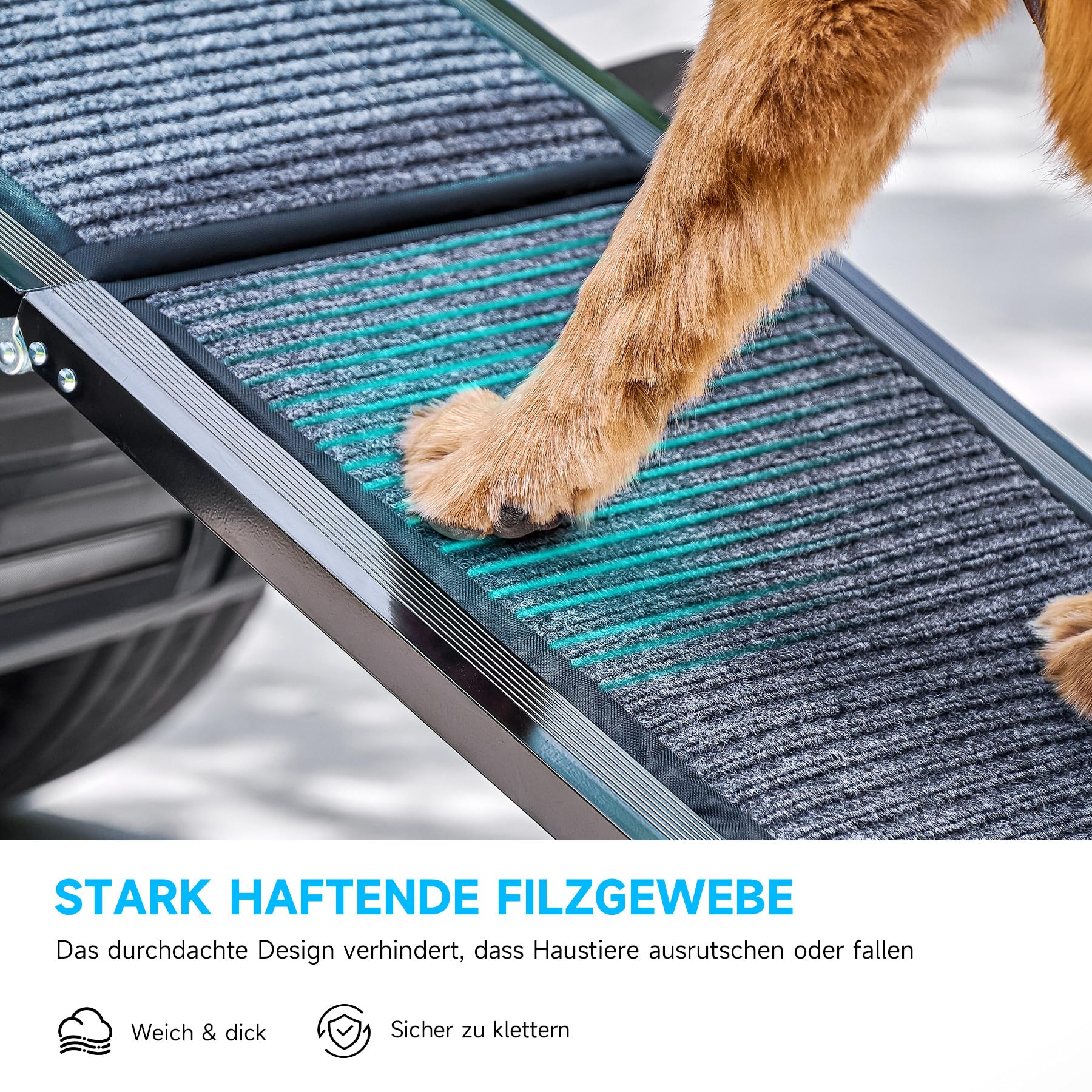CO-Z Hunderampe Auto klappbar 170cm Leichteres EIN- und Aussteigen für kleine und große Hunde bis 90kg Hundetreppe mit Rutschfester Oberfläche für alle Fahrzeuge nutzbar (170cm)