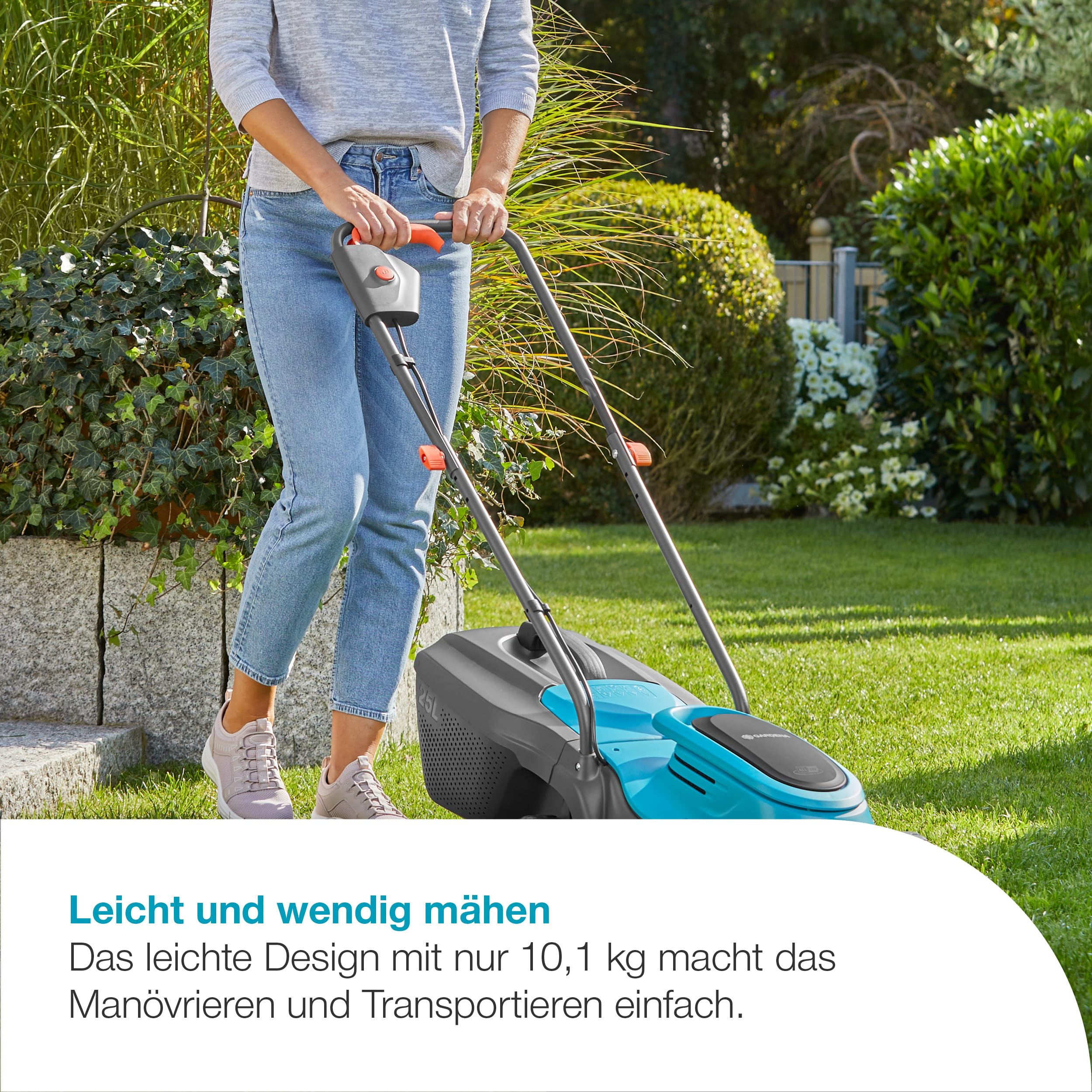 Gardena Akku-Rasenmäher EasyMax 30/18V P4A Ready-to-Use Set: Schneidmesser, Leichtgewicht, Höhenverstellung, Grasauffang, Kabellos (14629-20)