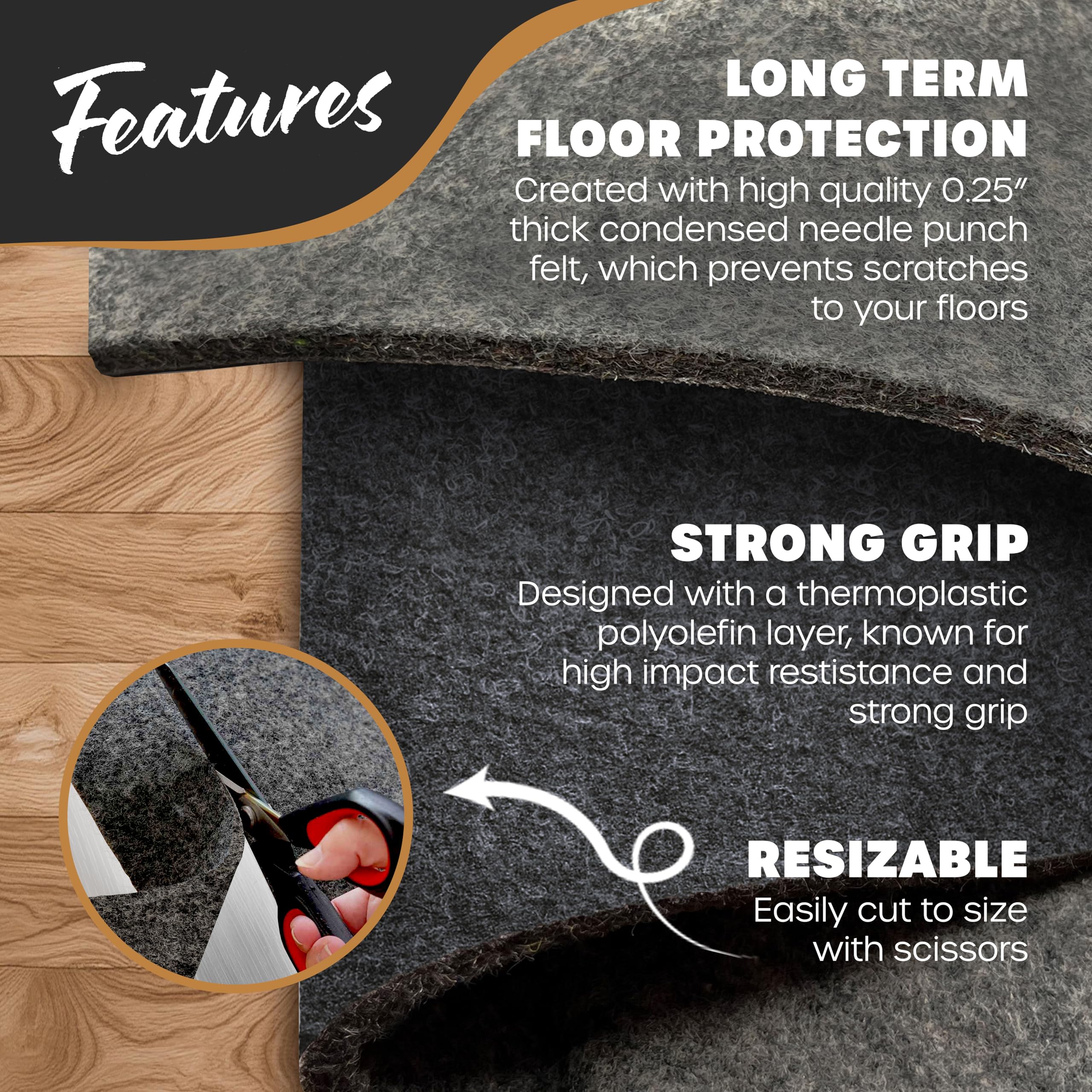 Nevlers 4'x6' Felt TPO Non Slip Rug Pad | 1/4