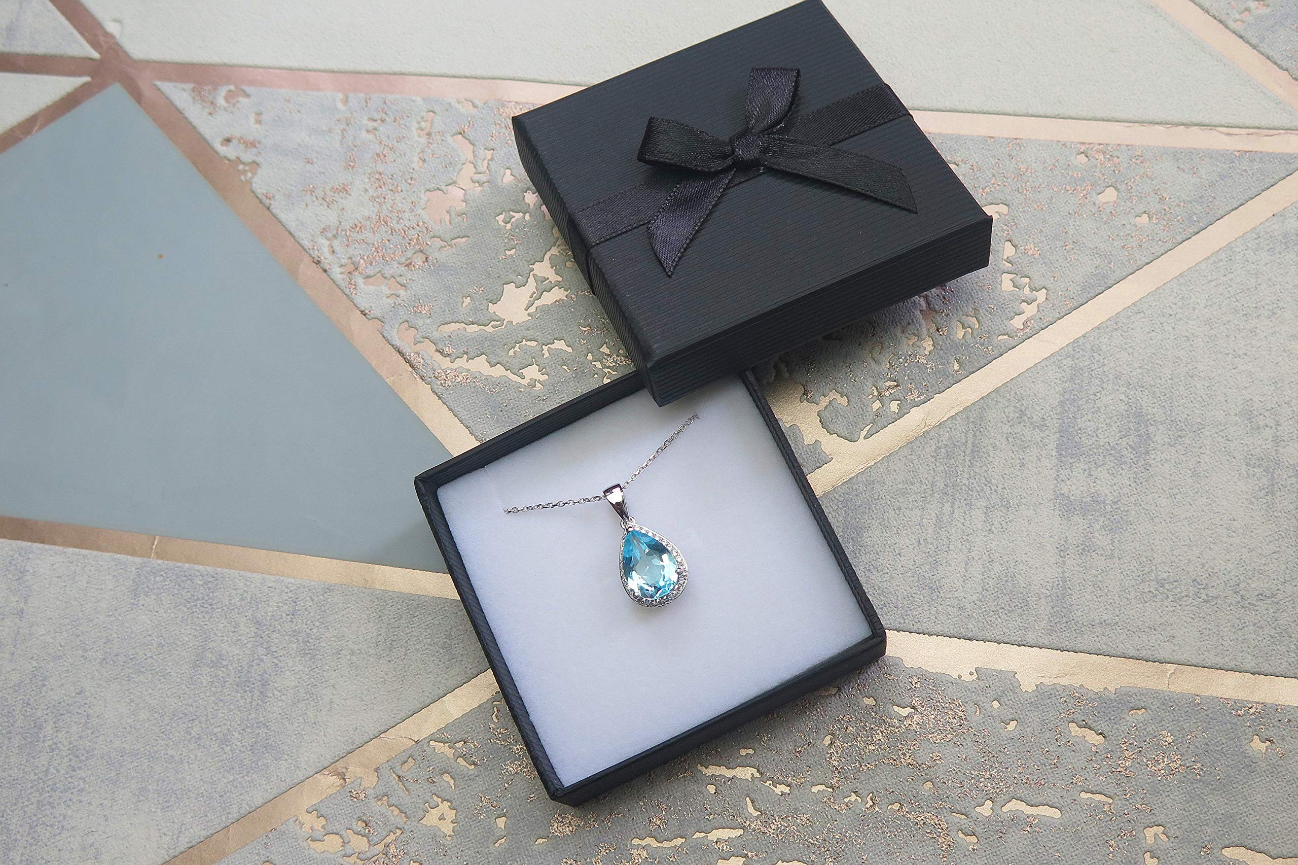 Collana con ciondolo a goccia in vero argento Sterling 925 con topazio