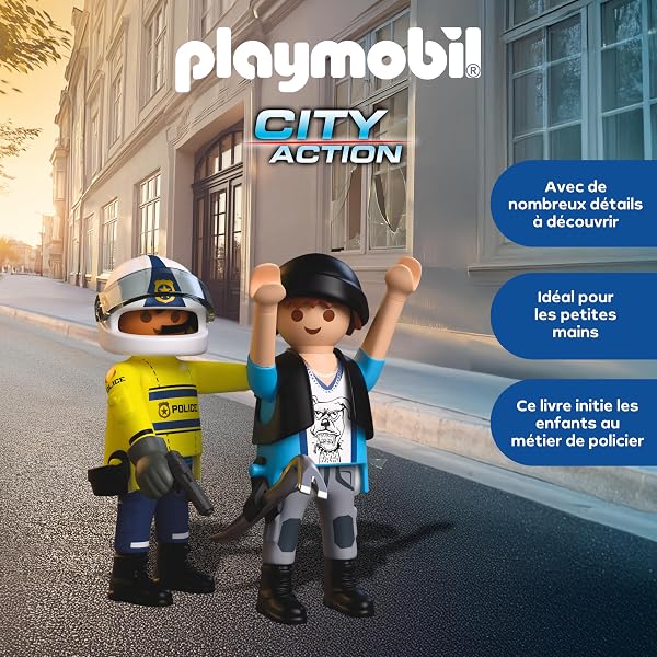 Playmobil Playmobil City Action 72079 Police Chase Motorcycle Police Chase Longboard Thief Stimulates Creativity Toy for Children from 4 Years in use