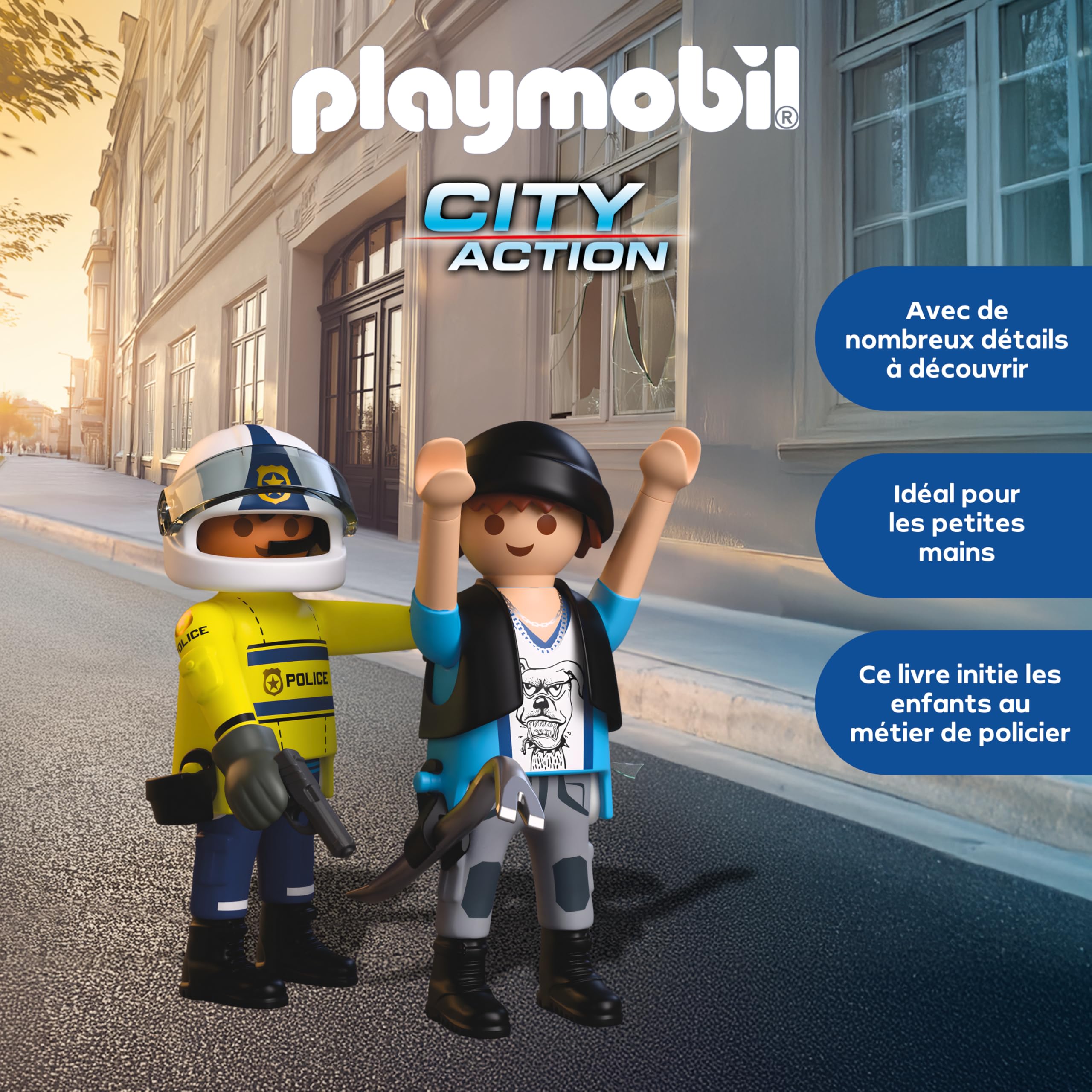 Playmobil City Action 72079 Police Chase Motorcycle Police Chase Longboard Thief Stimulates Creativity Toy for Children from 4 Years - 3