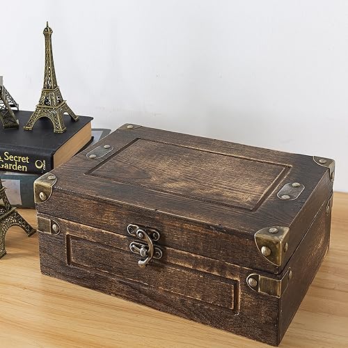 Miniatura 7 de Soul & Lane Sydney - Caja de almacenamiento de madera con tapa con bisagras y herrajes antiguos, 11 x 7.8 x 4.3 pulgadas, recuerdo de madera y baúl