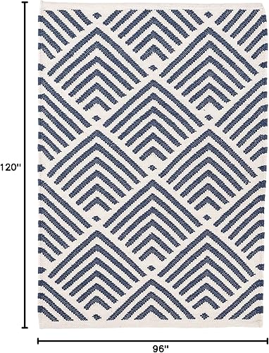 Miniatura 3 de Dash and Albert Cleo - Alfombra de área para interiores y exteriores, 8 x 10 pies, color azul marino, alfombra geométrica lavable tejida a mano,