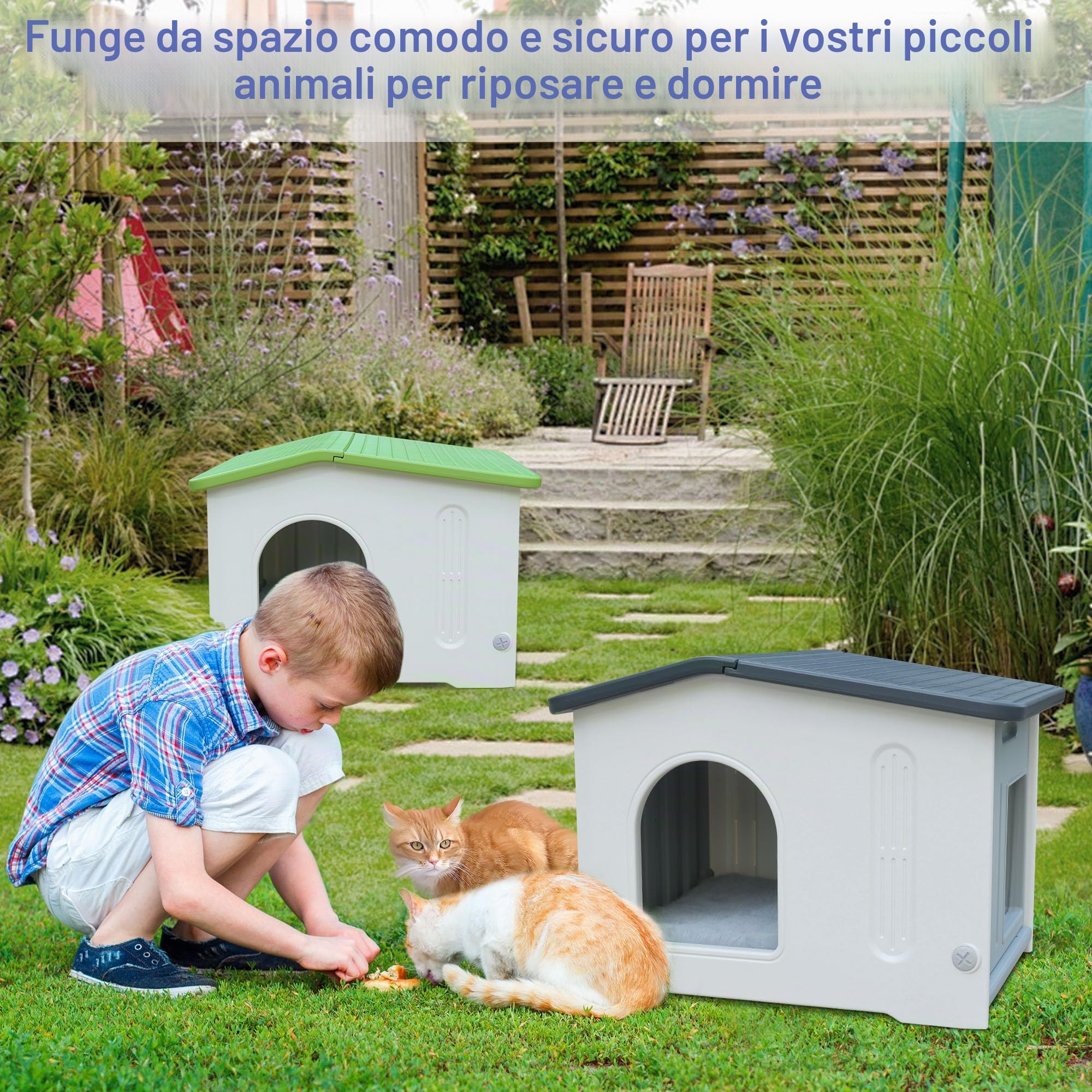 Casetta per gatti indoor in plastica selvaggia casetta per cuccioli di piccole dimensioni medie animali domestici grigio