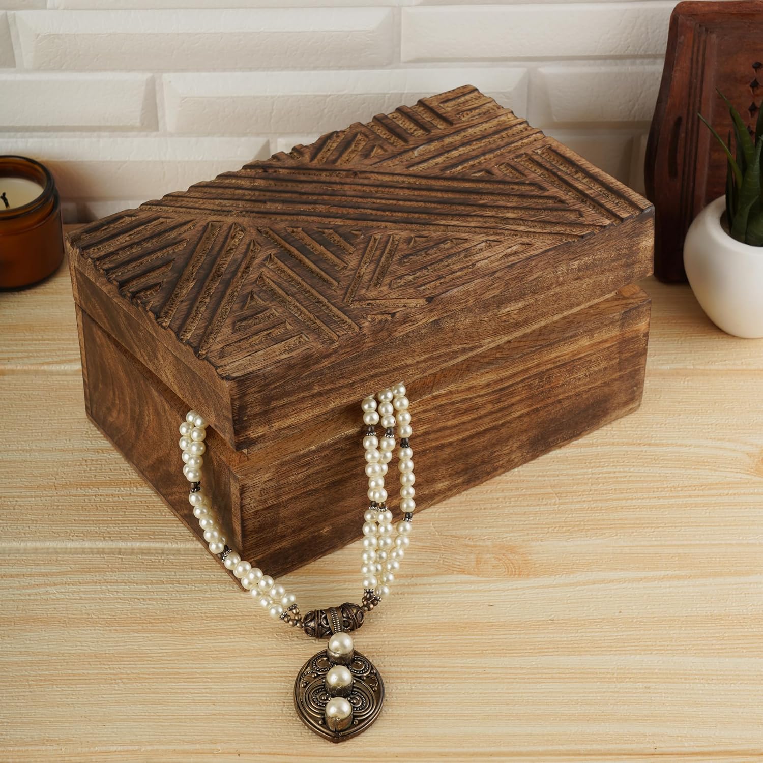 Ajuny Hand Carved Wooden Jewelry Box: Elegant Vintage Keepsake Box for Men/Women, Decorative Memory Box, Ideal Wooden Box Decorative Box or Storage Box for All Occasions - Image 2
