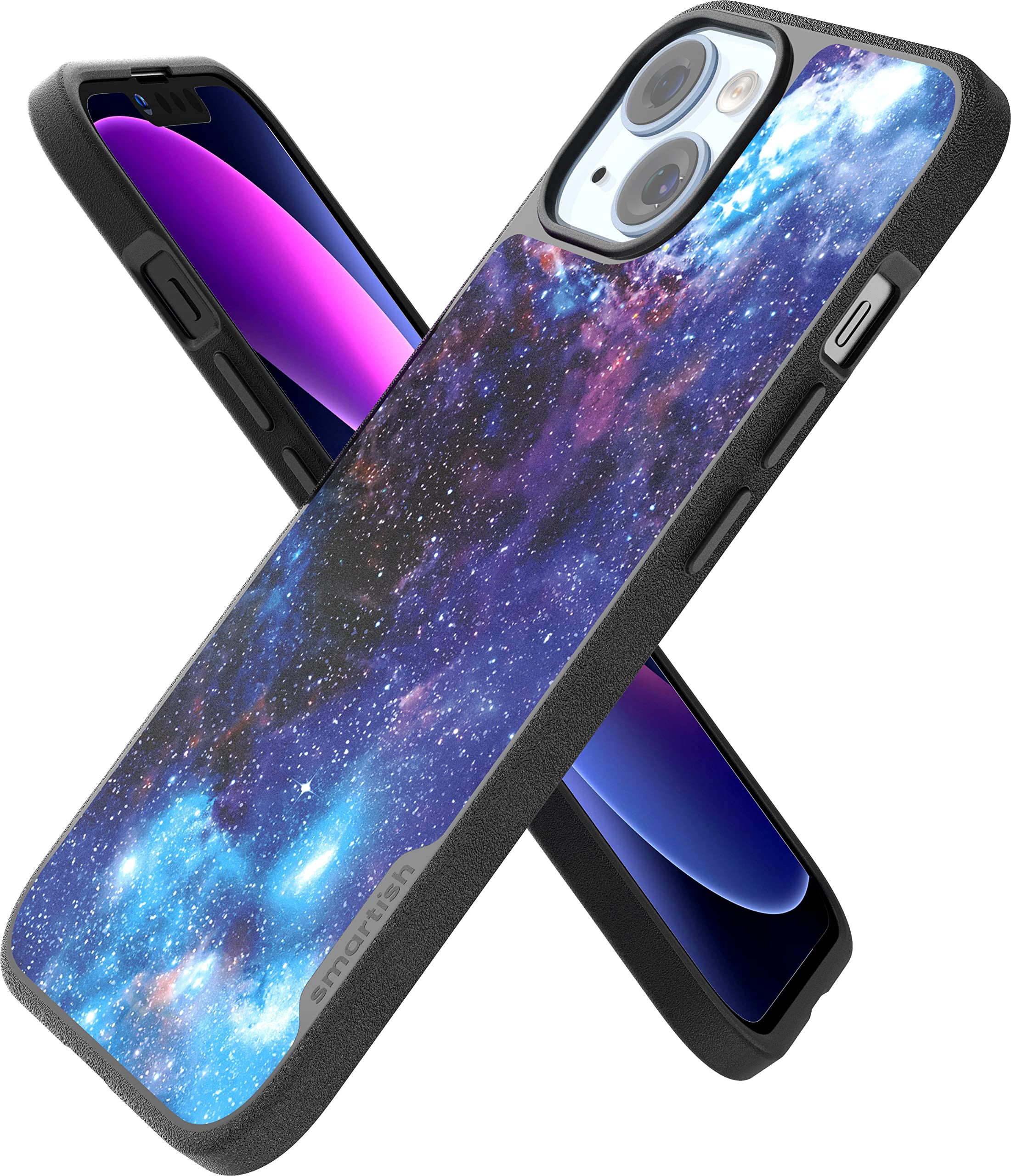 Smartish Custodia sottile per iPhone 14 – Gripmunk compatibile con MagSafe [leggera e protettiva] custodia sottile con fodera in microfibra – Spaced Out