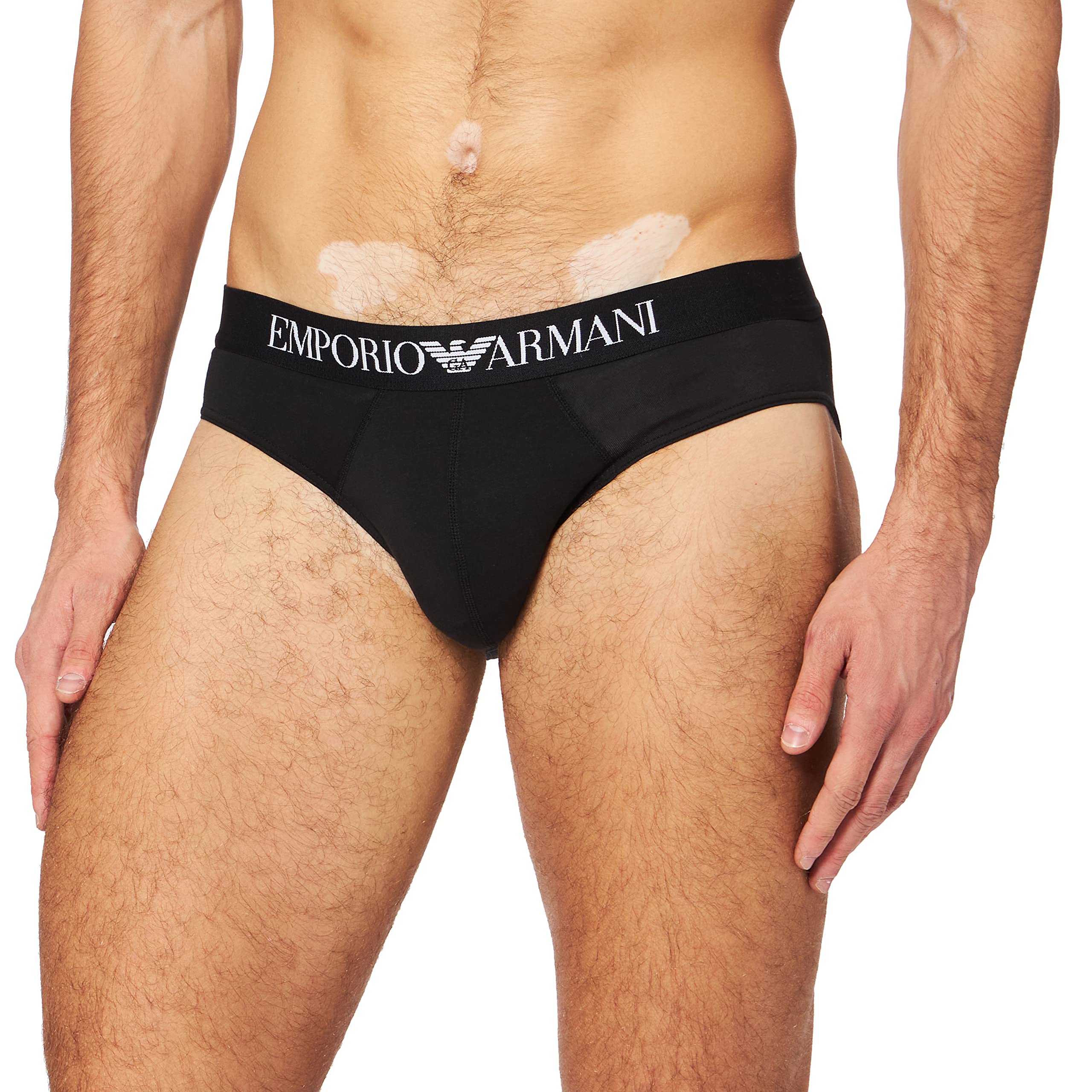 Emporio Armani Men's Black Underwear Iconic Eagles Wings Briefs, Xl