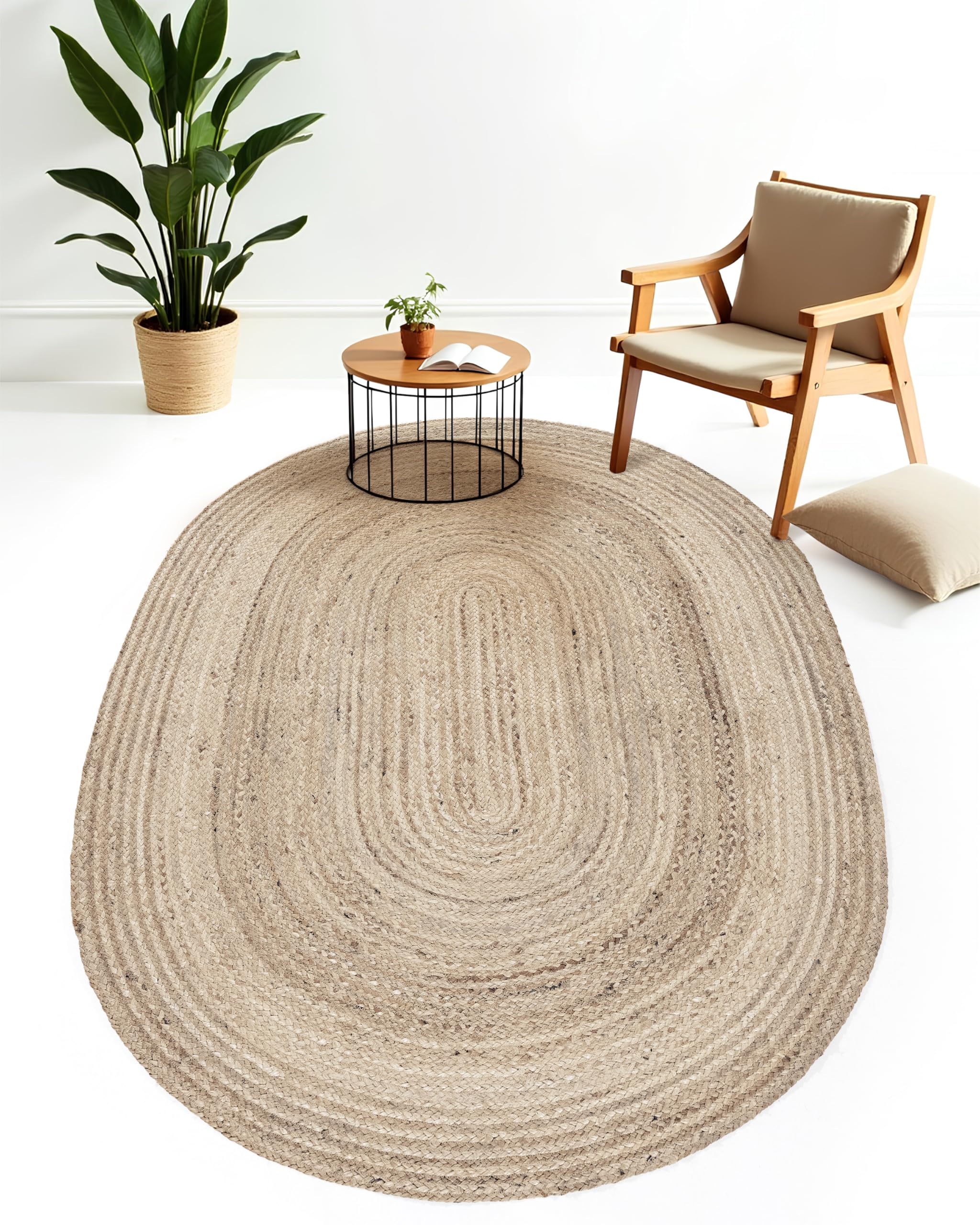 Tapis en jute moderne pour salon et chambre couleur taupe