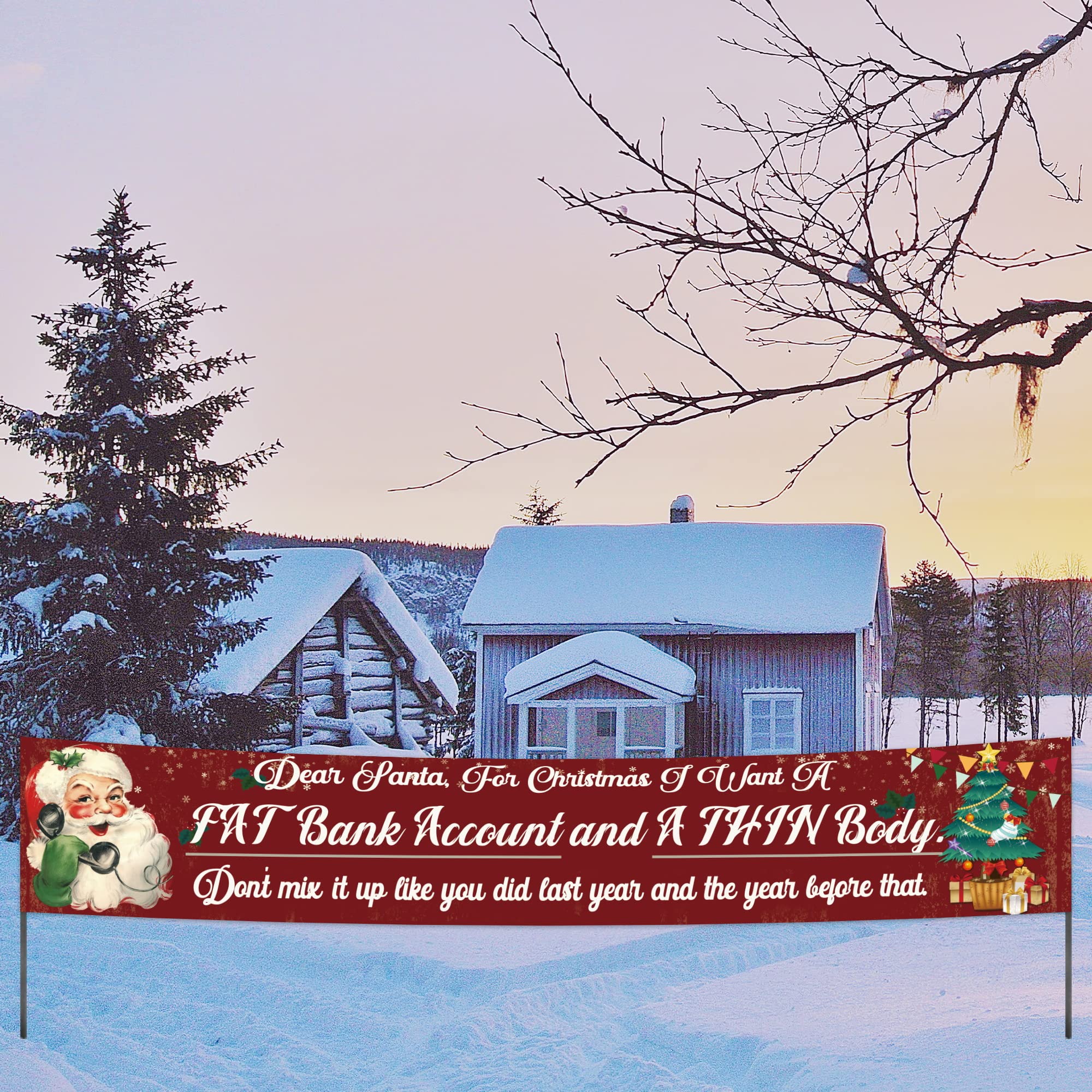 KindaJoyExtra Large Christmas Banner Decorations Yard Sign Party Supplies Funny Xmas Indoor & Outdoor Hanging Decor, Christmas Holidays Party Decor (9.8 × 1.6 Feet)