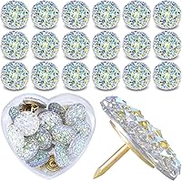 Vista 1 de PAGOW 20 pines de diamantes de imitación para tablón de anuncios de corcho, tachuelas de pulgares, tachuelas de diamante transparente para escuela