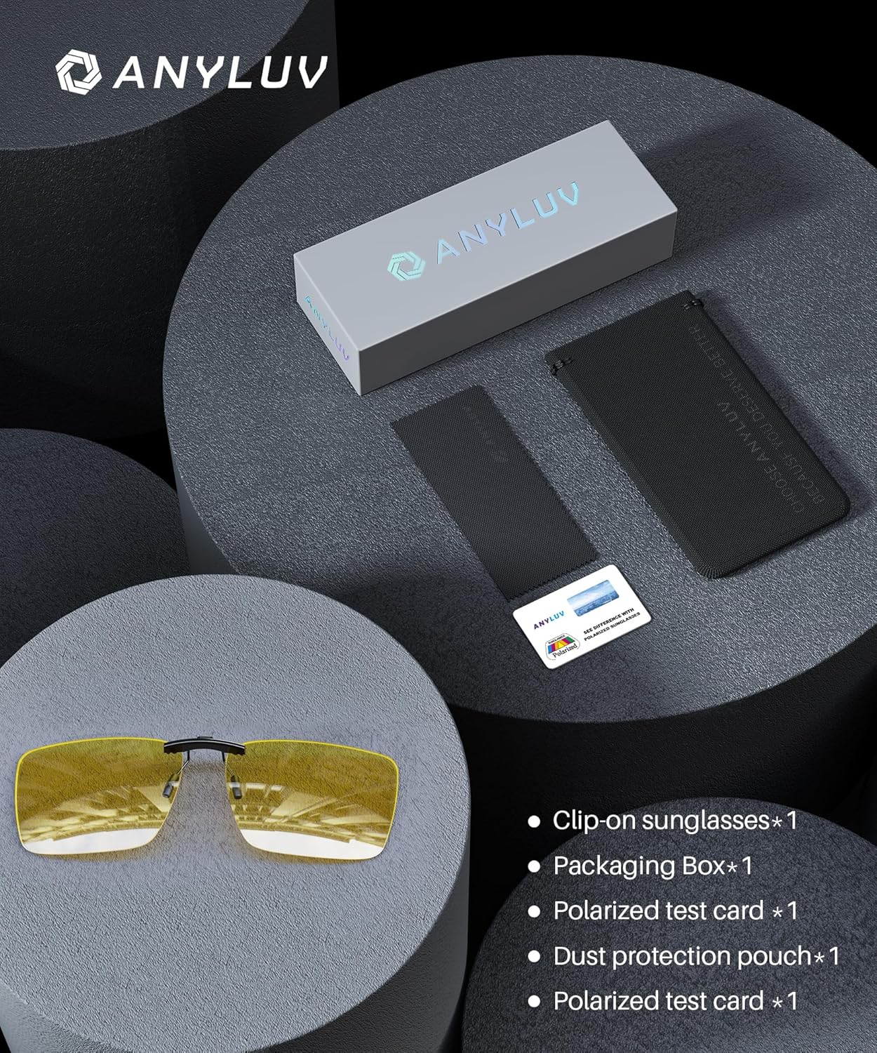 ANYLUV Clip on Polarized Night Vision Sunglasses, Night Vision Driving Sunglasses Non-Flip Up Glasses for Men Women - Image 5