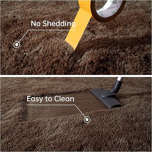 Miniatura 6 de Toneed Alfombra de pasillo esponjosa para dormitorio, sala de estar, 2 x 6 pies, color marrón, alfombra lanuda súper suave y moderna, alfombra de