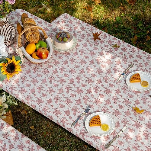 Miniatura 3 de ARTABLE Fundas para mesa de pícnic, bordes elásticos, rectangulares ajustadas, mesas de 6 pies, impermeables, juego de 3 piezas para mesa de patio