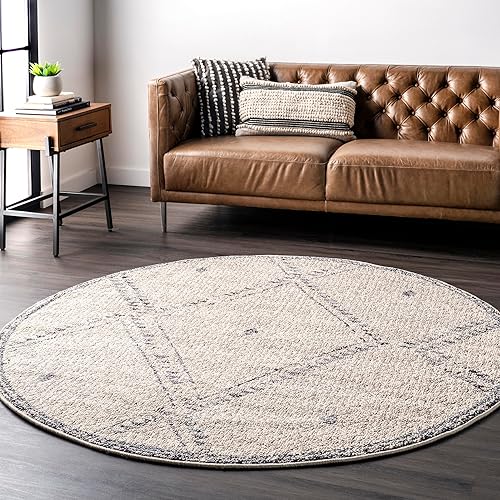 nuLOOM Blaine - Alfombra de área de diamantes punteados, 4 pies, marfil