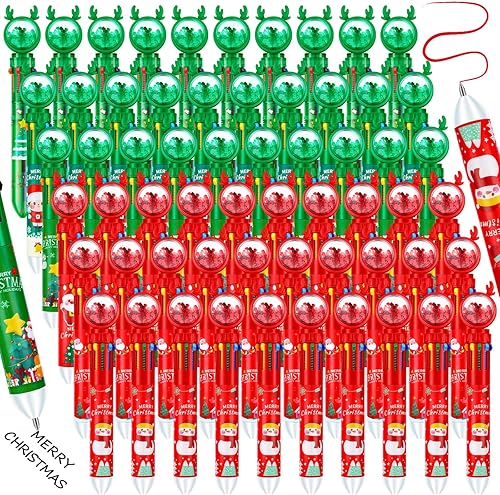 Bolígrafo de Navidad 10 en 1, retráctil, multicolor, 10 colores, retráctiles, árbol de Navidad, Papá Noel, muñeco de nieve, bolígrafos de escritura