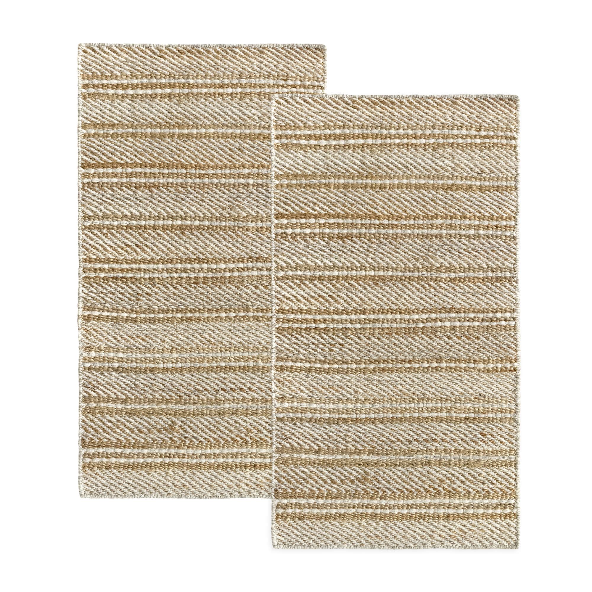 Tapis en jute de laine Olivia HAMID 80x150 cm lot de 2 tissé main blanc