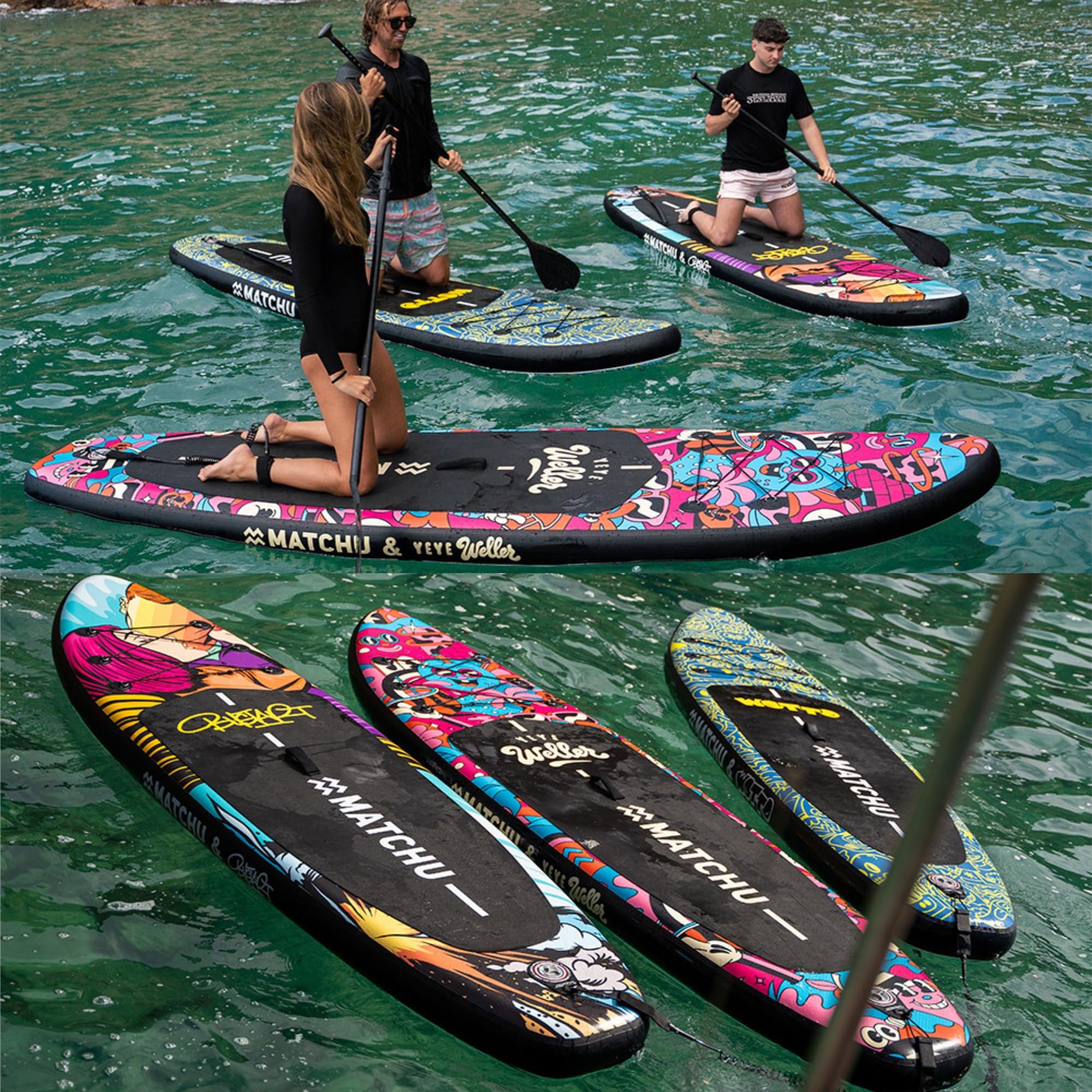 MATCHU - Sup Board gonfiabile - Paddle Board - Edizione limitata - Certificato - Set completo - 320 x 81 x 15 cm - Portata 150 kg - Collezione Art