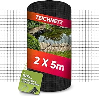 Teichnetz feinmaschig, 2 x 5 Meter, Witterungs- & UV-beständig, Vogelnetz, Hühnernetz, Balkonnetz, Netz Garten, taubennetz, laubnetz, volierennetz gegen tauben