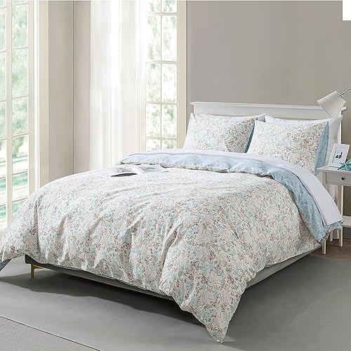 Miniatura 353 de HoneiLife - Juego de funda de edredón floral 100% algodón, 3 piezas, botánica, ropa de cama con cierre de cremallera y lazos en las esquinas