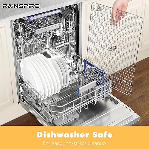 Miniatura 5 de Rainspire Rejilla de enfriamiento de acero inoxidable, estantes de enfriamiento resistentes para cocinar y hornear, estante de alambre apto