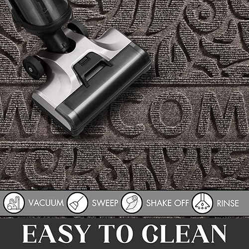 Vista 102 de Yimobra Tapete de bienvenida grande de 47 x 32 pulgadas, impermeable, antideslizante, para puertas delanteras, entradas exteriores, tapete de Beige