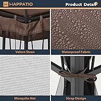 Vista 3 de HAPPATIO Gazebo de patio al aire libre de 10 x 12 pies, gazebo de toldo al aire libre para jardín, patio, patio con ventilación doble techo