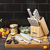 Vista 4 de McCook - Juego de cuchillos, juego de bloques de cuchillos de acero inoxidable alemán con afilador incorporado