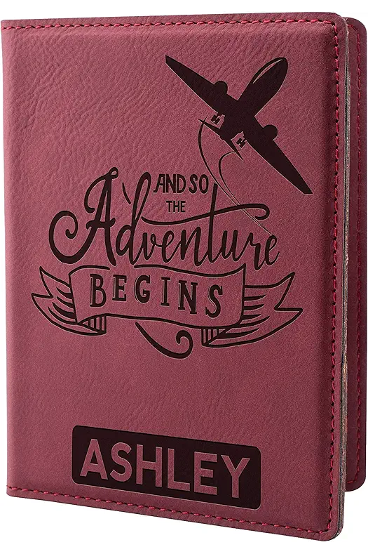 Personalization Lab Personalized Passport Holder, 10 Color Leatherette...