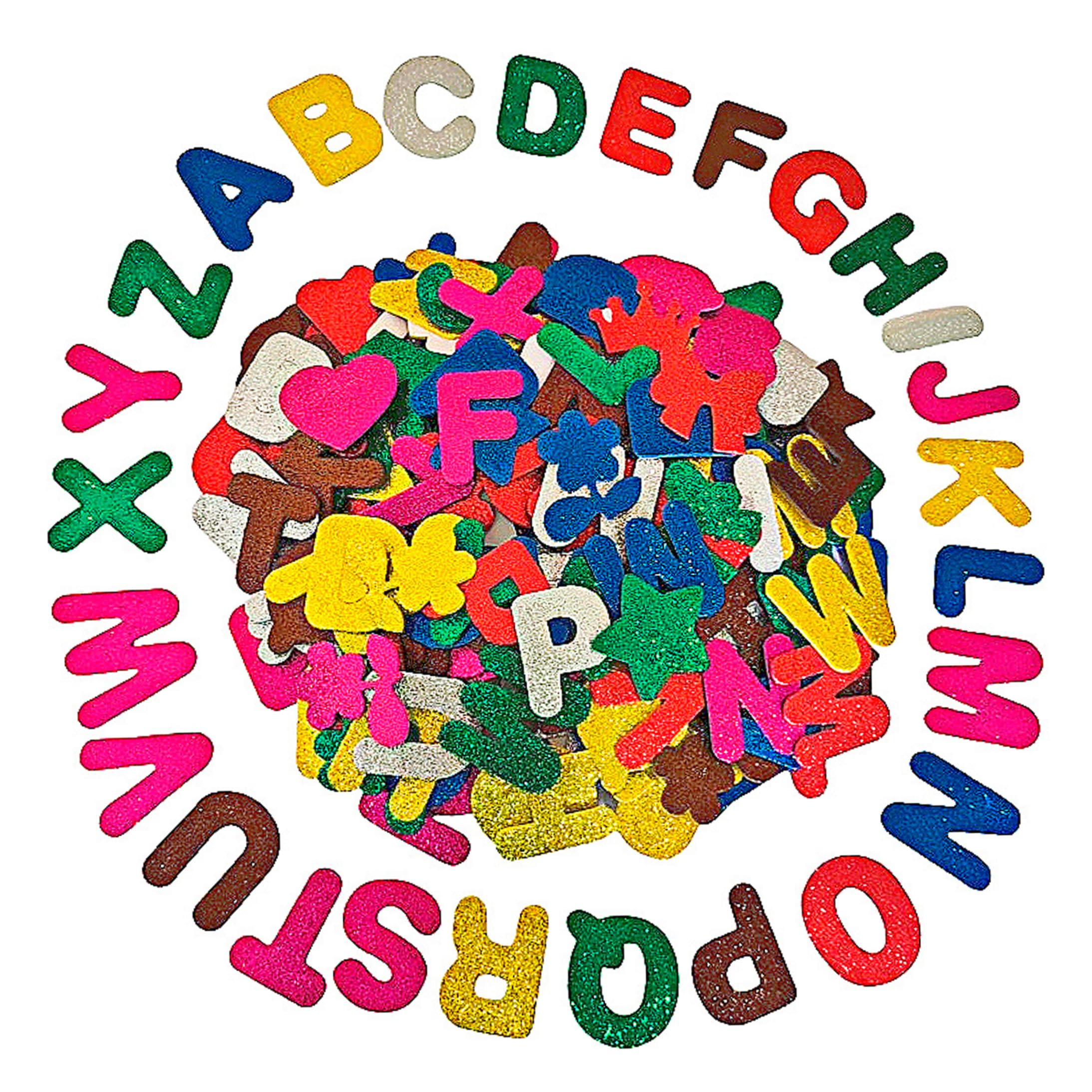 Monwssoe Stickers, Foam Letters Stickers, 360pcs Glitter Alphabet, Self-adhesive Foam Letters With Decorative Shapes For Diy Crafts & Home Decor