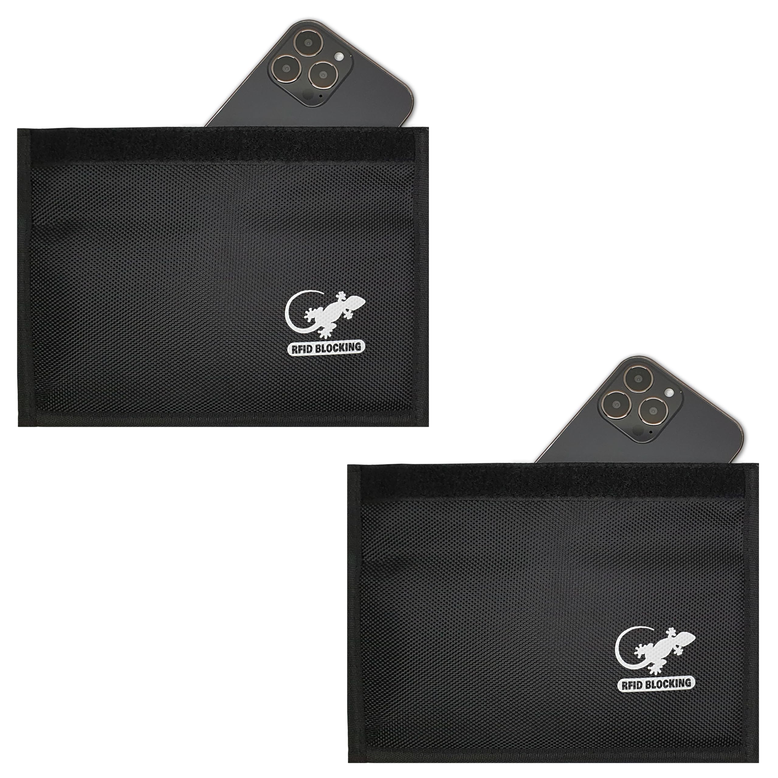 Faraday Bag Anti-Tracking GPS RFID Car Key Signal Blocker Wallet Shielding Pouch Protective Case for Cell Phone Car Key FOB, Data Privacy, Electronic Device Security (2 PACK - POCKET BLACK)