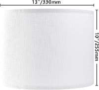 Vista 2 de Juego de 2 pantallas de lámpara de tambor de lino blanco puro de 13" superior x 13" inferior x 10" de alto (Spider) pantallas de lámpara