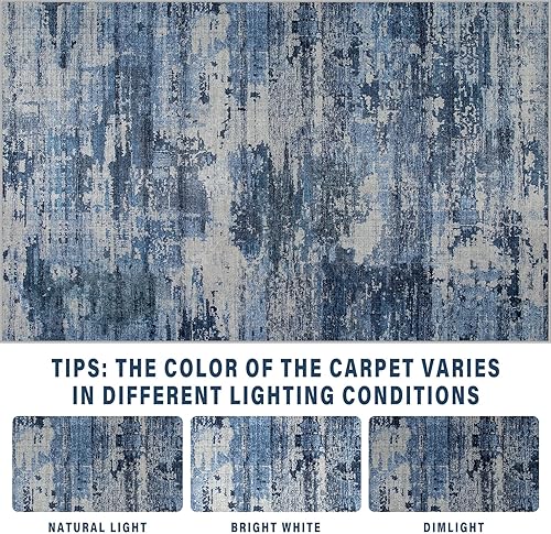 Miniatura 5 de Alfombra de área para sala de estar alfombra de 5 x 7 pies para dormitorio, lavable a máquina con respaldo antideslizante, no se desprende,