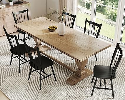 Black Wooden Dining Chairs Set of 6, Windsor Dining Chairs with Spindle High Back & Solid Wood Legs, Farmhouse Vintage Kitchen Chair for Dining Room/Restaurant, Armless
