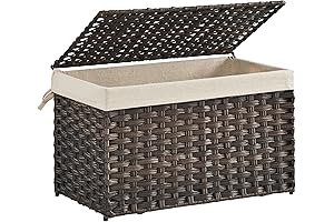 SONGMICS Shoe Storage Basket with Lid for Entryway