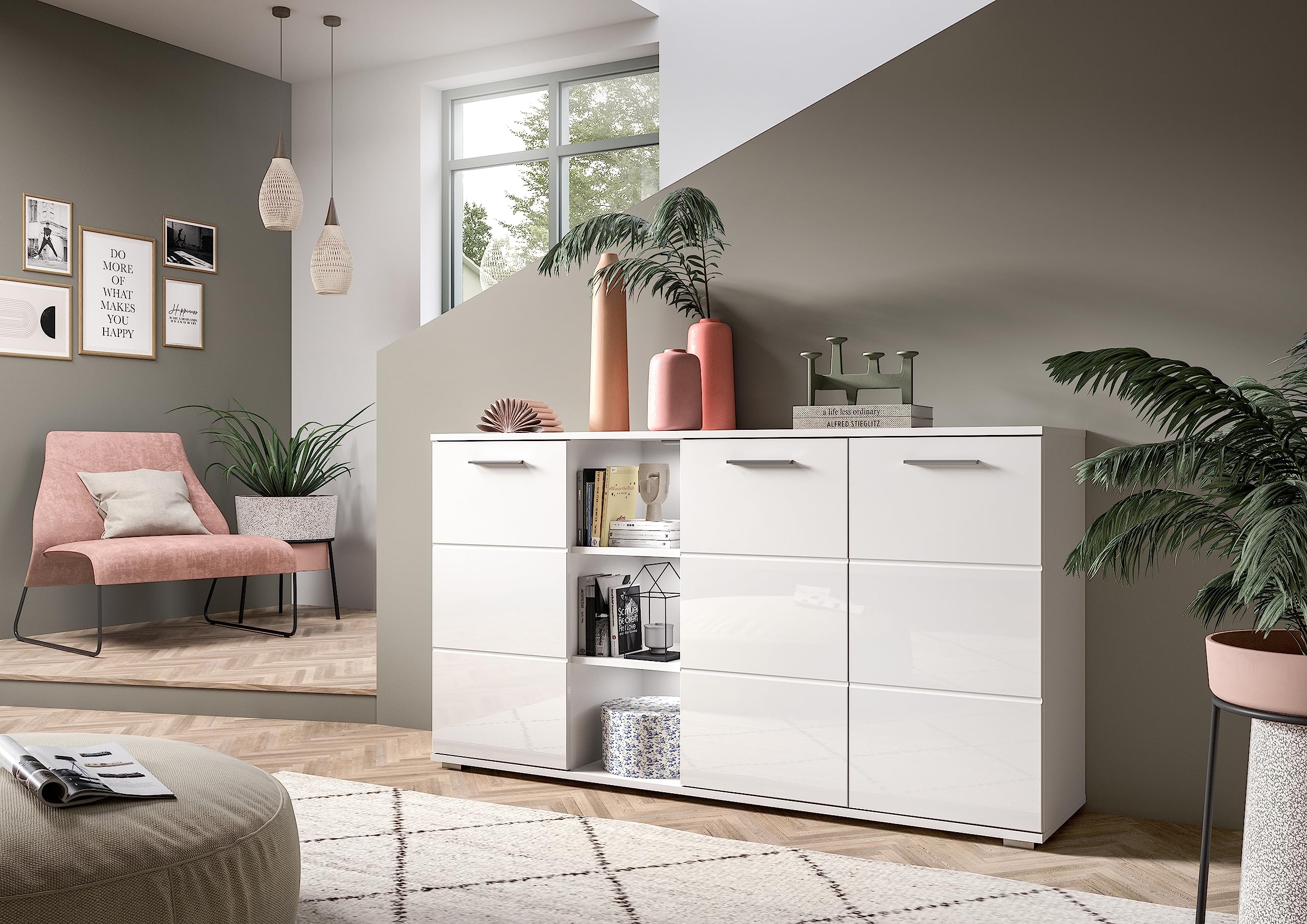 xonox.home Schuhkommode n grau mt 2 Türen und 3 Fächern. Abmessungen