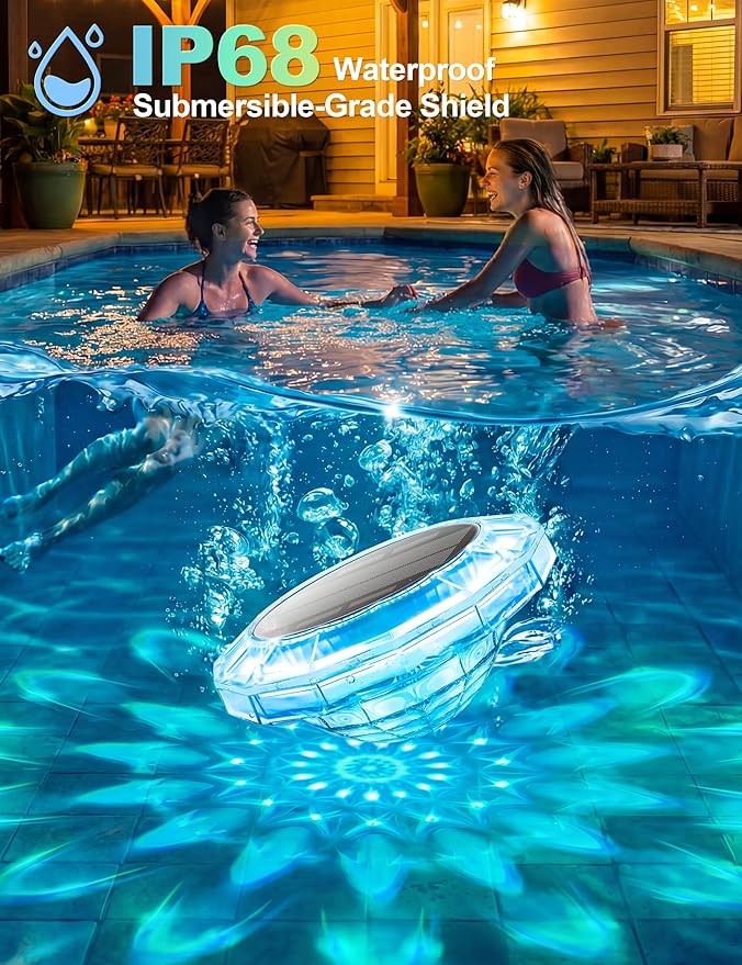 Luces Solares para Piscina APONUO, 2 Pack, 9 Colores, Control Remoto miniatura 3
