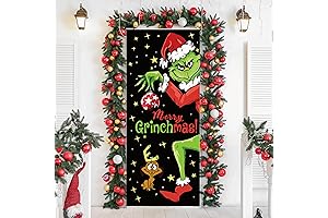 Grinch Door Cover Decorations for Christmas
