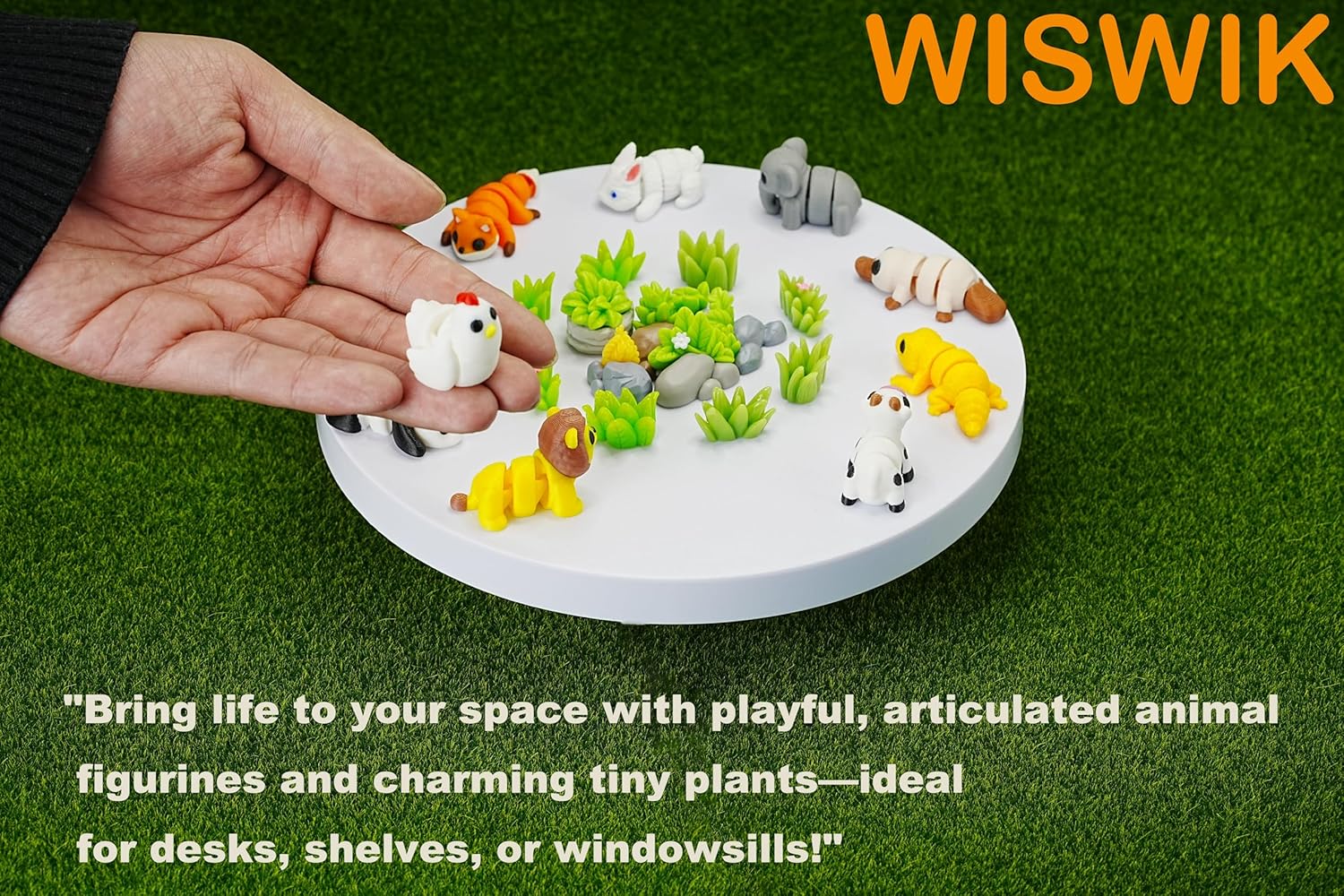 22PCS Movable 3D Printed Animal & Plant Model Set - Miniature Decor Ornaments for Home/Office Desk Display, Creative Gift for Nature Enthusiasts, Office Workers & Desk Decor Lovers