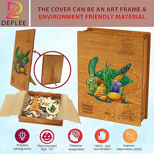 Miniatura 5 de Rompecabezas de madera para adultos, rompecabezas de madera de tortuga, 188 piezas, 10.6 x 11.5 pulgadas (10.6x11.5 in), rompecabezas de madera de