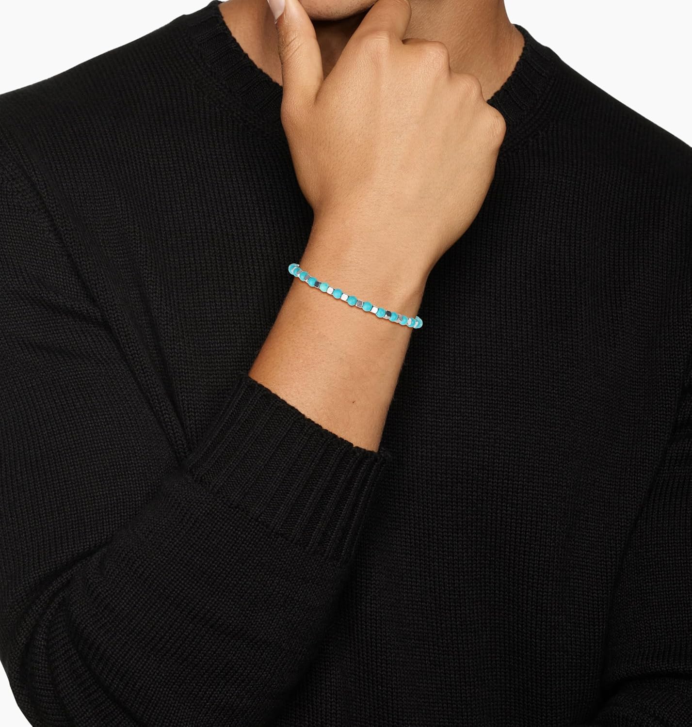 GAVU Italian Men’s Beaded Bracelet, Crystal Bracelet for Men 4mm - Image 3